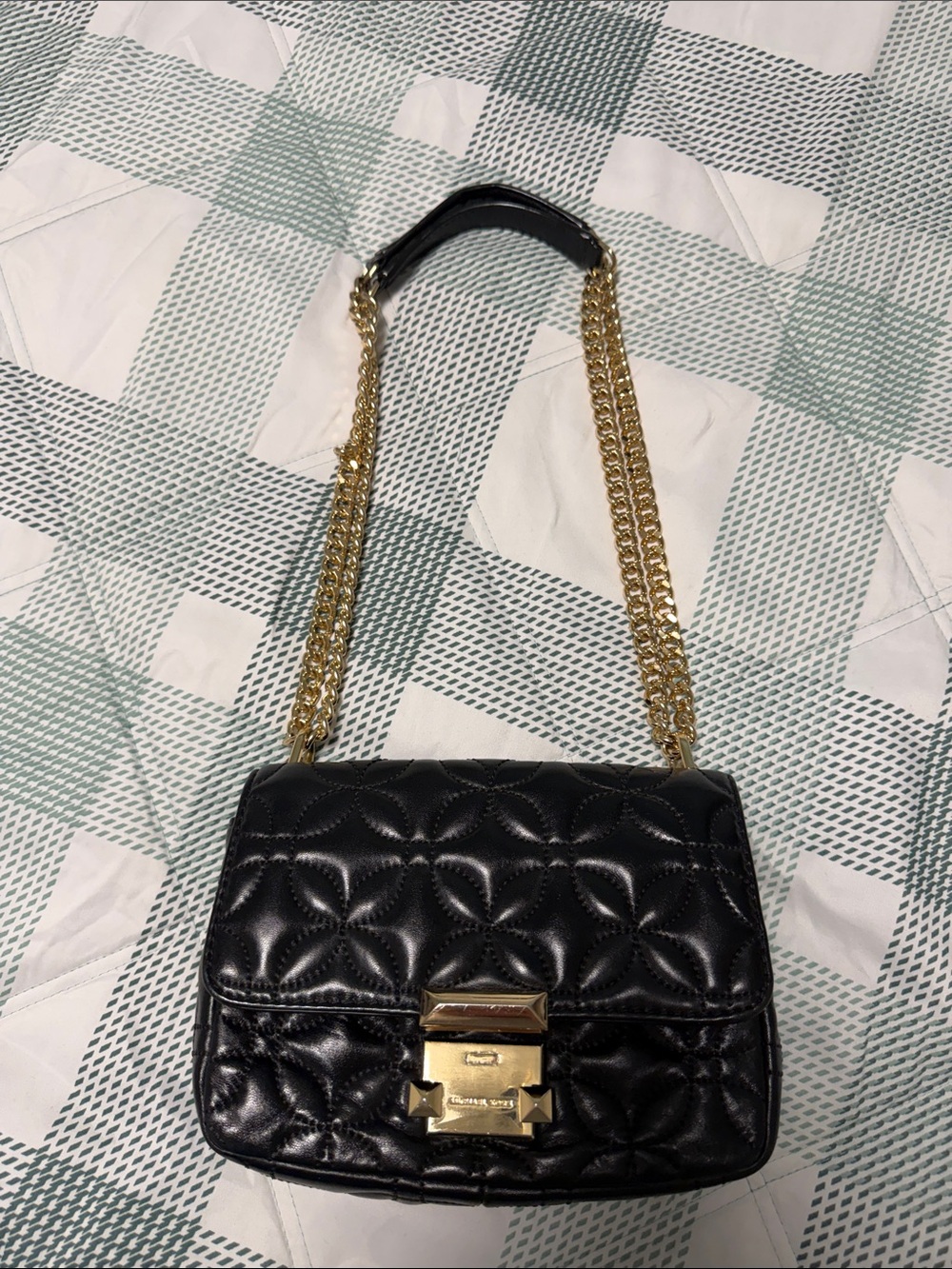 Michael Kors Sloan Large Quilted Leather Shoulder Bag in Black-
